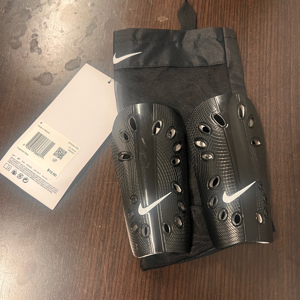Nike Black Soccer Shin Guards with white Accents